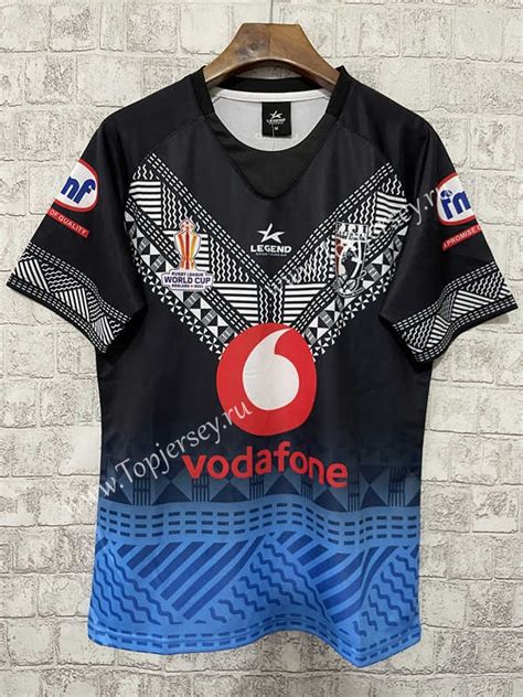 2022 2023 Fiji Away Black Blue Rugby Shirt Fiji Topjersey