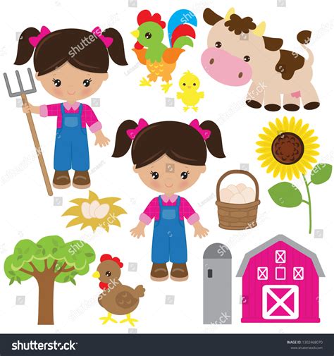 Farm Girl Vector Cartoon Illustration Stock Vector (Royalty Free ...