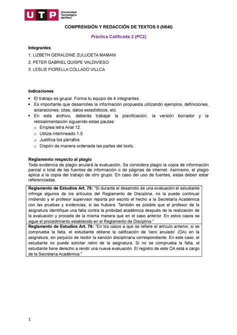 Trabajo Final PC2 Comprensión y Redacción de Textos II COMPRENSIÓN