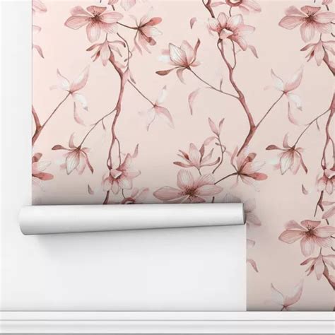 Papel De Parede Adesivo Magnolia Flores Floral Ramos Bege M Mercadolivre