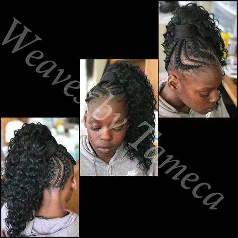 Feed in ponytail Curly ponytail Braided ponytail | Feed in ponytail