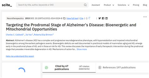 Targeting the Prodromal Stage of Alzheimer's Disease: Bioenergetic and ...