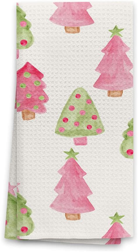 Amazon Ohsul Christmas Kitchen Towels Pink Christmas Tree Holiday