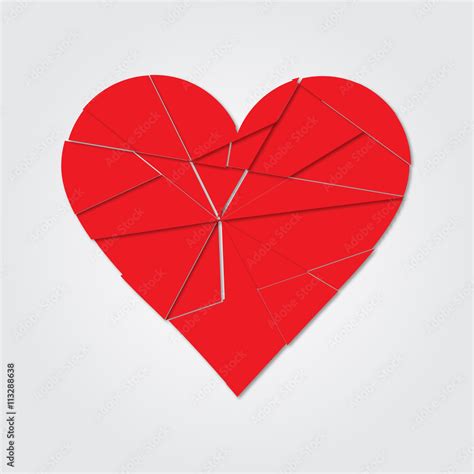 Red Heart Broken Heart Shards Of The Heart Icon Broken Heart Vector Illustration Heart