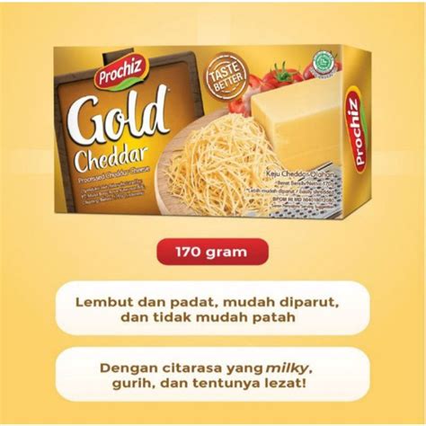 Jual Keju Prochiz Gold Cheddar Gr Keju Padet Keju Parut Shopee