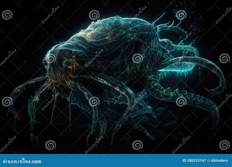 Deep-sea Creature, with Bioluminescent Patterns and Textures on Its ...