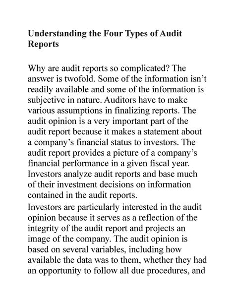 4 Types Of The Audit Report Understanding The Four Types Of Audit