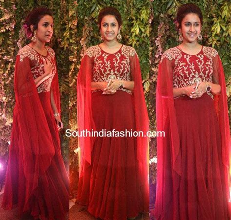 Niharika Konidela in Malasa Bell Sleeves Anarkali – South India Fashion