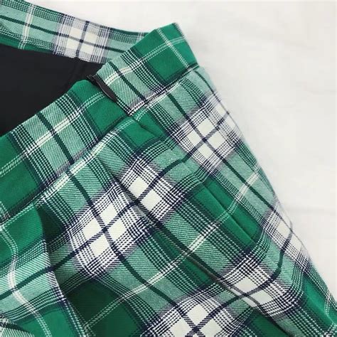 Plus Size GREEN Plaid Skirt Women Girl Long Pleated Skirt Full Green ...