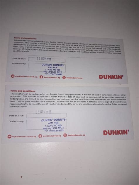 Dunkin Donuts Voucher Tickets Vouchers Vouchers On Carousell