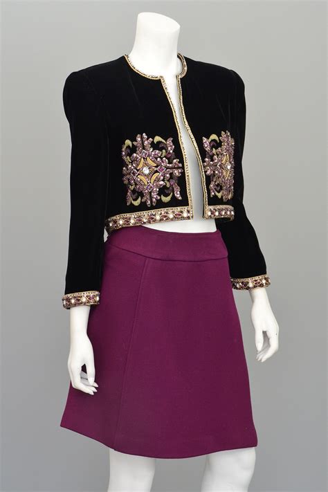 Mary Mcfadden Plum Velvet Beaded Cropped Evening Jacket Vintagevirtuosa