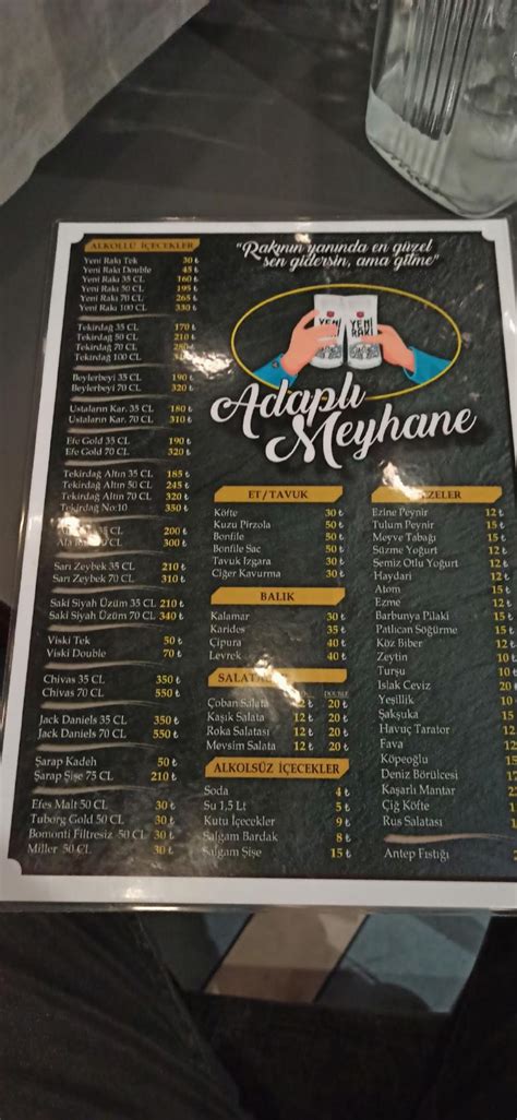 Menu At G Rnata Meyhanesi Leman K Lt R Isparta