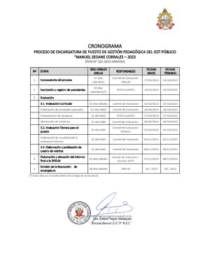Cronograma De Encargatura De Puesto De Gesti N Pedag Gica