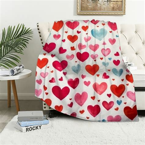 Aristuring Valentine Throw Blanket Hearts Throw Blanket Flannel Couch