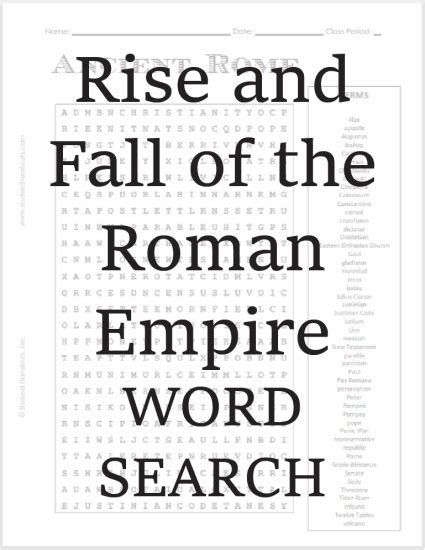 Printable Ancient Rome Word Search Puzzle Student Handouts