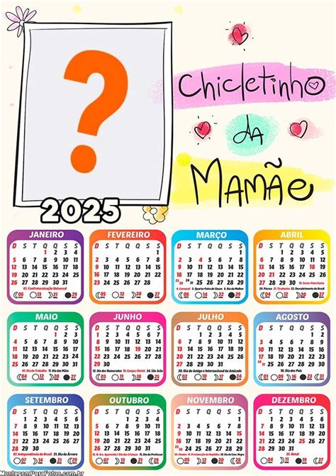 Calendário 2025 Chicletinho Da Mamãe Moldura Online Colagem De Foto