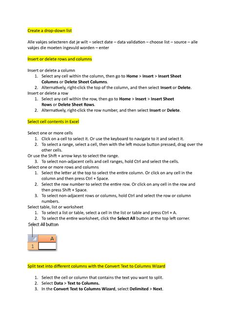 Theorie excel examen - upload - Create a drop-down list Alle vakjes