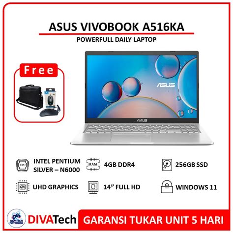 jual asus vivobook aaka pentium silver  gb gb fhd