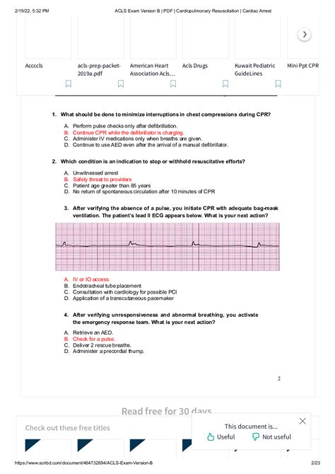 Acls Exam Version B Questions With Answers Scholarfriends