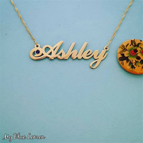 Ashley Name Necklace Order Any Name 14K Solid Pure Gold 14ct - Etsy