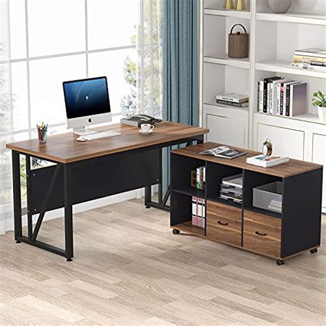 Tribesigns Inches Executive Desk And Lateral File Cabinet L