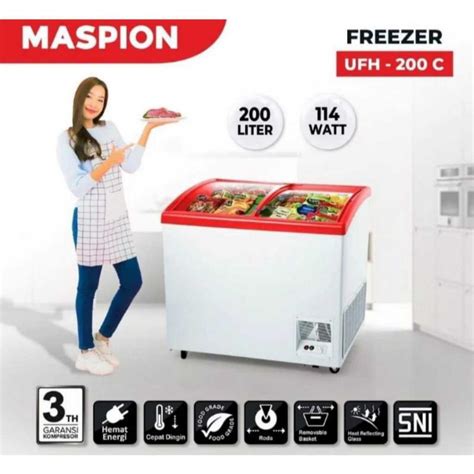 Jual Maspion Chest Freezer Box Tutup Sliding Door Kaca Liter Ufh