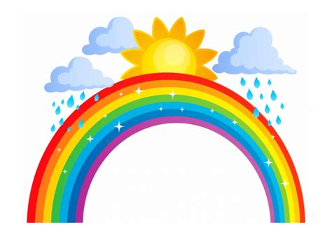 rainbow with clouds and sun clipart - Clip Art Library