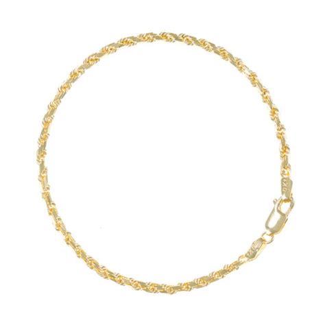 Solid Ct Yellow Gold Diamond Cut Rope Bracelet Mm Gents