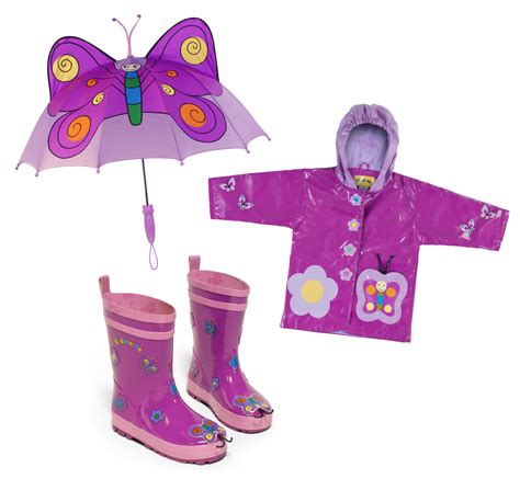 Cute Butterfly Childrens Raincoat With Matching Boots Set Includes A