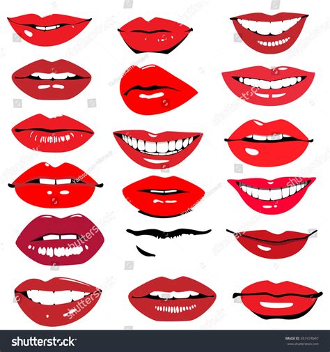 Female Lips Teeth Smile Set Vector De Stock Libre De Regalías