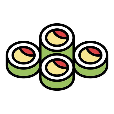 Online Sushi Roll Icon Color Outline Vector 15659337 Vector Art At Vecteezy