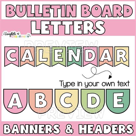 Retro Bulletin Board Letters | Editable Headers | Confetti & Creativity