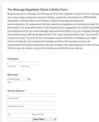 Massage Consent Form Template Jotform