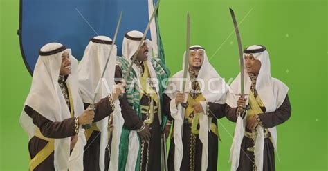 Traditional folklore performances on the anniversary of the Saudi National Day on the 8th of ...