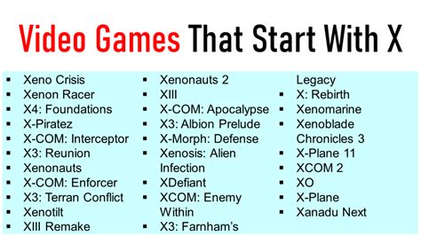 20 Video Games That Start With X Mobile And PC Games EngDic