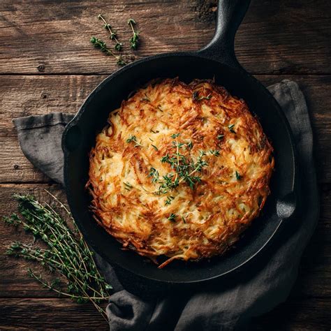 Crispy Golden Hash Browns Served in a Cast Iron Skillet on a Rustic ...