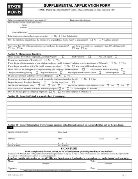 Supplemental Application Form Fill Out Printable PDF Forms Online