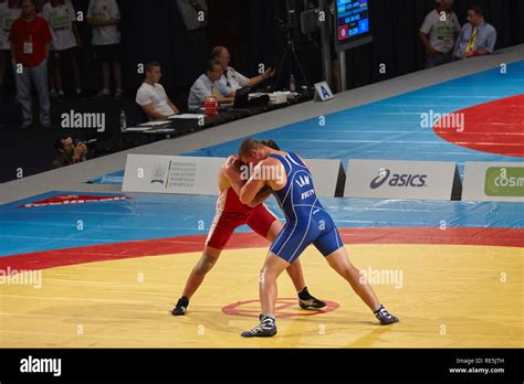 Bucharest Romania July 27 2011 Professional Wrestlers Grapple In