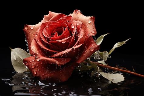 Premium Photo Single Rose With Falling Petals Captured Moment