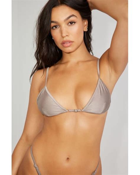 Garage Adjustable Triangle Bikini Top In Brown Lyst