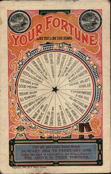 Your Fortune As Told by the Stars: February Astrology & Zodiac Postcard