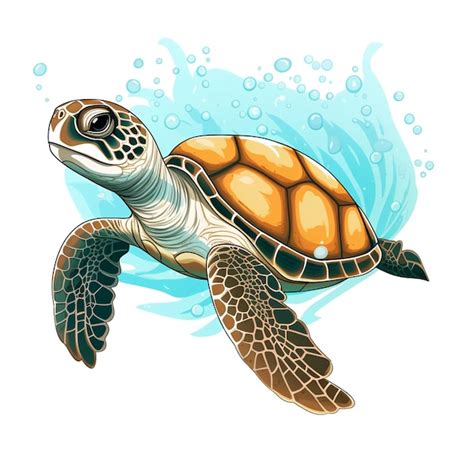 Premium Vector Sea Turtle Vector Illustration Isolated On White