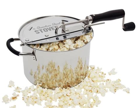 Old Fashioned Stovetop Popcorn Popper. Hand Crank SS