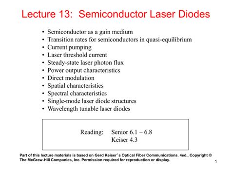 Semiconductor Laser Diodes Lecture