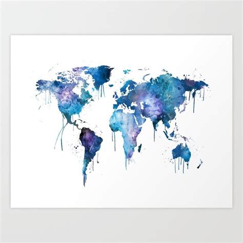 World Map Painting, World Map Art, World Map Canvas, Abstract Painting ...