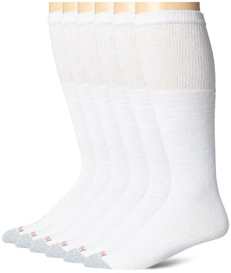 Hanes Cotton Mens White Cushioned Over The Calf 6 Pack Pair Athletic