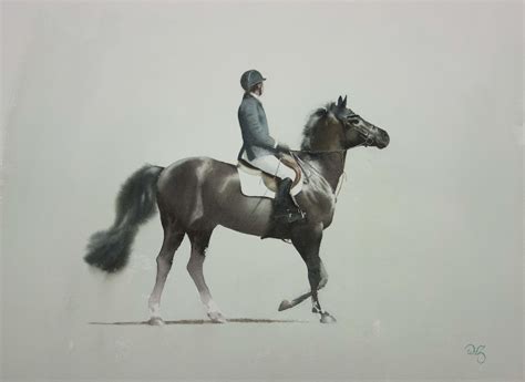 Horse And Rider Watercolor 30 X 22 In Rart