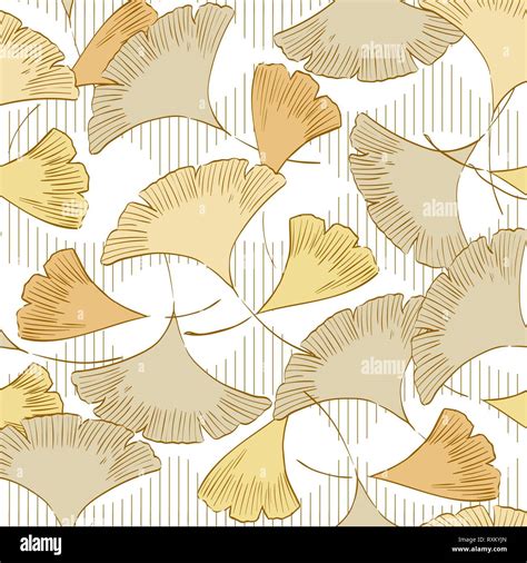 Gingko Leaf Pattern Vector Japanese Background Stock Vector Image