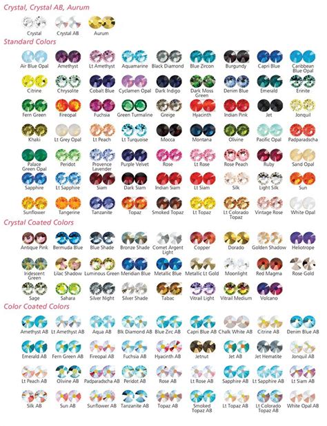 Swarovski Rivoli Color Chart