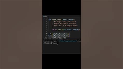 Sorting And Merge Two Arrays In Python 🐍 Shorts Python Youtube